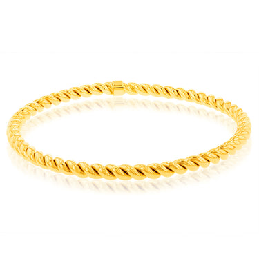 9ct Yellow Gold Silverfilled Fancy Twisted Bangle