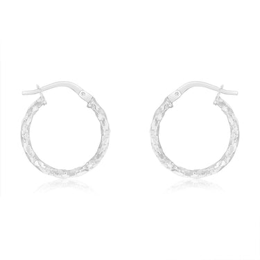 9ct White  Gold Silver-Filled Fancy Twisted 15mm Hoop Earrings