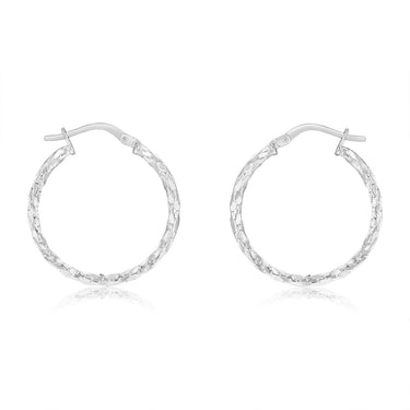 9ct White Gold Silverfilled Fancy Twisted 20mm Earrings