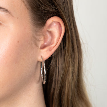 9ct White Gold Silverfilled Fancy Twisted 30mm Hoop Earrings