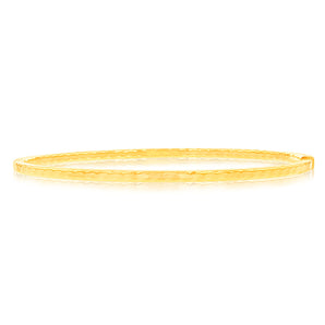 9ct Yellow Gold Silverfilled Fancy Straight Edge Textured Bangle
