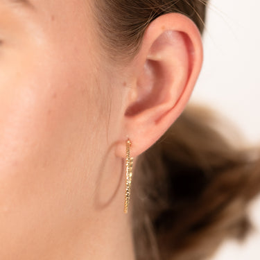 9ct Yellow Gold Silver Filled Fancy Textured Hoop Earring