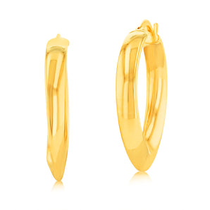 9ct Yellow Gold Silverfilled Fancy 20mm Hoop Earrings