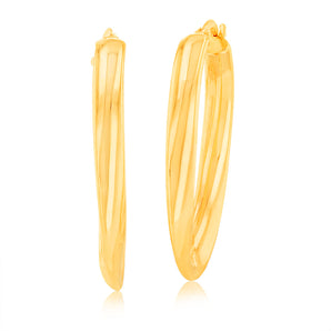 9ct Yellow Gold Silverfilled Fancy Oval Hoop Earrings