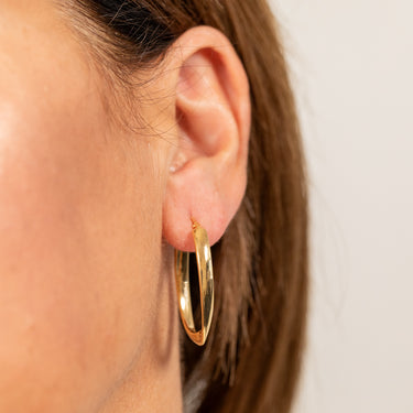 9ct Yellow Gold Silverfilled Fancy Oval Hoop Earrings