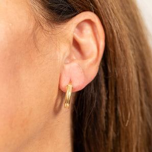 9ct Yellow Gold Silverfilled Fancy 10mm Hoop Earrings