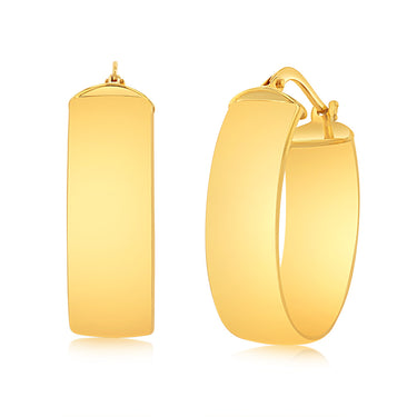9ct Yellow Gold Polished Oval Hoop Earrings