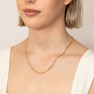 9ct Yellow Gold Silverfilled Textured Curb 95 Gauge 45cm Chain