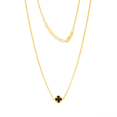 9ct Yellow Gold Silverfilled Black Flower 45cm Chain