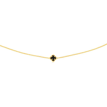 9ct Yellow Gold Silverfilled Black Flower 45cm Chain
