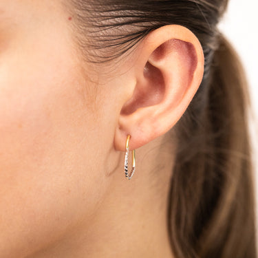 9ct Yellow Gold Silverfilled Two Tone Heart 3/4th Hoop Earrings