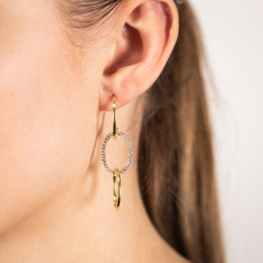 9ct Yellow Gold Silverfilled Crystal Triple Circle Drop Earrings