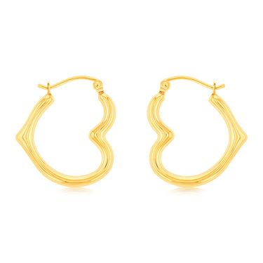 9ct Yellow Gold Silverfilled Superlight Heart Hoop Earrings