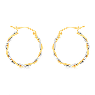 9ct Two Toned Silverfilled Twisted Hoop Earrings