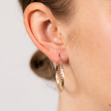 9ct Yellow Gold Silverfilled Diamond Cut Fancy Hoop Earrings