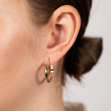 9ct Yellow Gold Silverfilled Square Fancy Tube Hoop Earrings