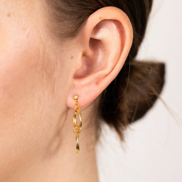 9ct Yellow Gold Silverfilled Twin Circle Drop Earrings