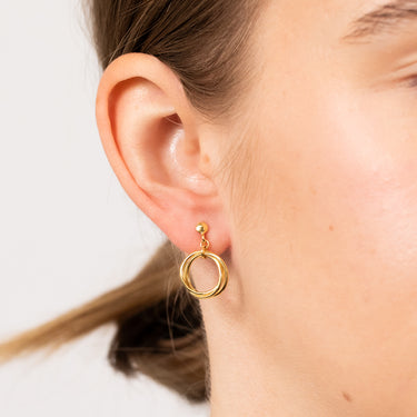 9ct Yellow Gold Silverfilled Interconnected Circle Drop Earrings