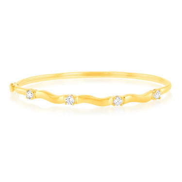 9ct Yellow Gold Silverfilled Fancy Zirconia Bangle
