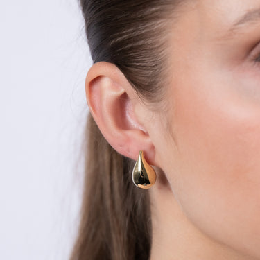 9ct Yellow Gold Silver filled Polished Tear Drop Stud Earrings