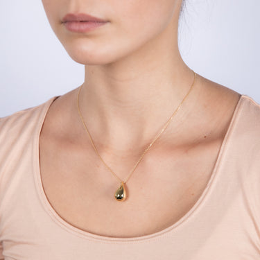 9ct Yellow Gold Silver-filled Polished Tear Drop Pendant on Chain