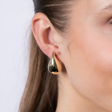 9ct Yellow Gold Silver-filled Polished Tear Drop Stud Earrings