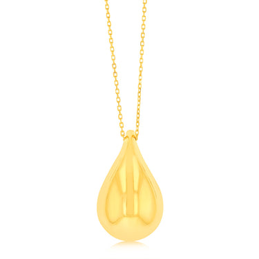9ct Yellow Gold Silver filled Polished Tear Drop Pendant On Chain
