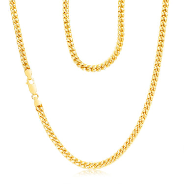9ct Yellow Gold Silverfilled Diamond Cut Two Tone Square Snake 55cm Chain