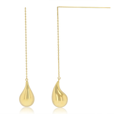 9ct Yellow Gold Silverfilled Teardrop Threader Earrings
