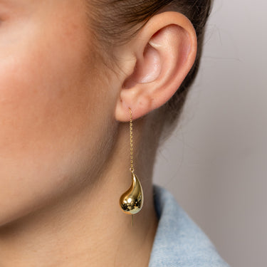 9ct Yellow Gold Silverfilled Teardrop Threader Earrings
