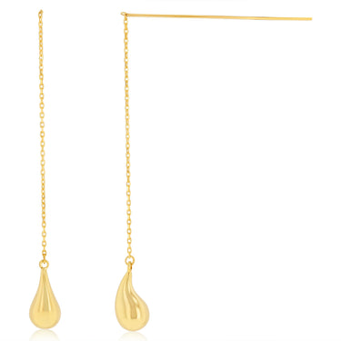 9ct Yellow Gold Silverfilled Small Teardrop Threader Earrings