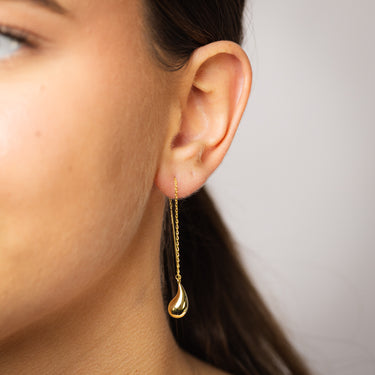 9ct Yellow Gold Silverfilled Small Teardrop Threader Earrings