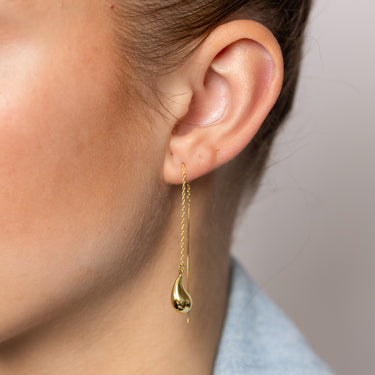 9ct Yellow Gold Silverfilled Small Teardrop Threader Earrings