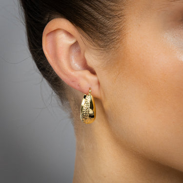 9ct Yellow Gold Silverfilled Diamond Cut Creole Hoop Earrings