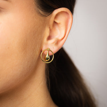 9ct Yellow Gold Silverfilled Teardrop Circle Stud Earrings