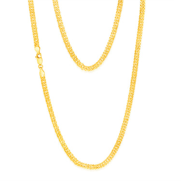9ct Yellow Gold Silverfilled Double Concave 80 Gauge Curb 50cm Chain