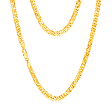 9ct Yellow Gold Silverfilled Double Concave 120 Gauge Curb 50cm Chain