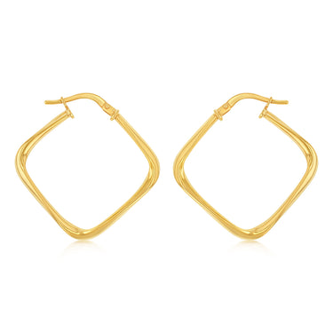 9ct Yellow Gold Silverfilled Square Hoop Earrings