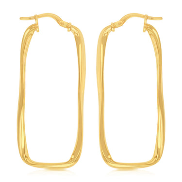 9ct Yellow Gold Silverfilled Rectangular Hoop Earrings