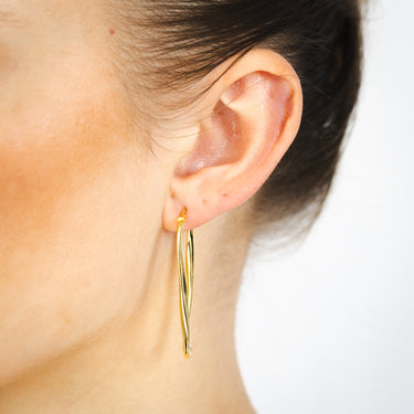 9ct Yellow Gold Silverfilled Rectangular Hoop Earrings