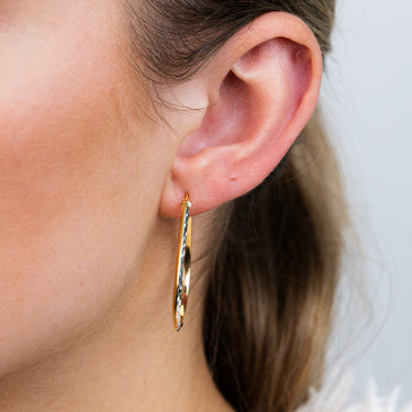 9ct Yellow Gold Silverfilled Textured Pear-Shaped Hoop Earrings