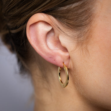 9ct Yellow Gold Silverfilled Polished Broad 15mm Hoop Earrings