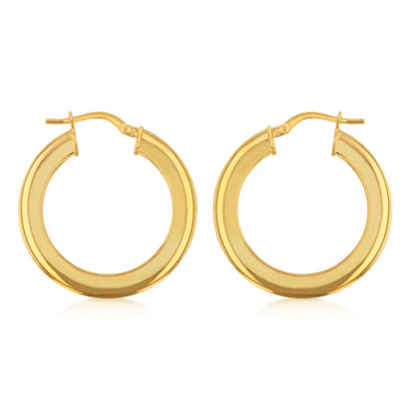 9ct Yellow Gold Silverfilled Polished Broad 20mm Hoop Earring