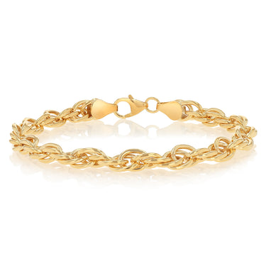 9ct Yellow Gold Silverfilled Twist Rope 120 Gauge 19cm Bracelet