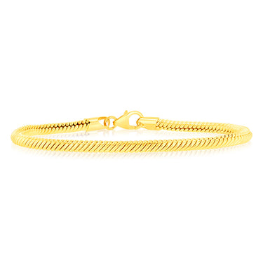 9ct Yellow Gold Silverfilled Snake 90 Gauge 19cm Bracelet