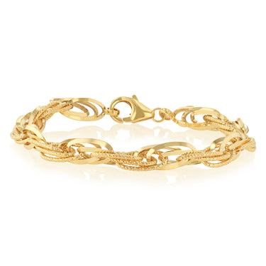 9ct Yellow Gold Silverfilled Fancy Textured And Plain Links 20cm Bracelet