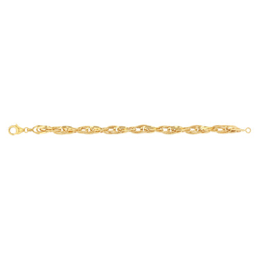 9ct Yellow Gold Silverfilled Fancy Textured And Plain Links 20cm Bracelet