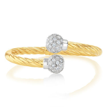 9ct Yellow Gold Silverfilled Diamond Cut Round Ends Twisted Open Bangle