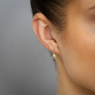 9ct Yellow And White Two Tone Gold Silverfilled Twisted Hoop Earrings