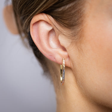9ct Yellow White And Rose Gold Tricolor Silverfilled Diamond Cut Hoop Earrings